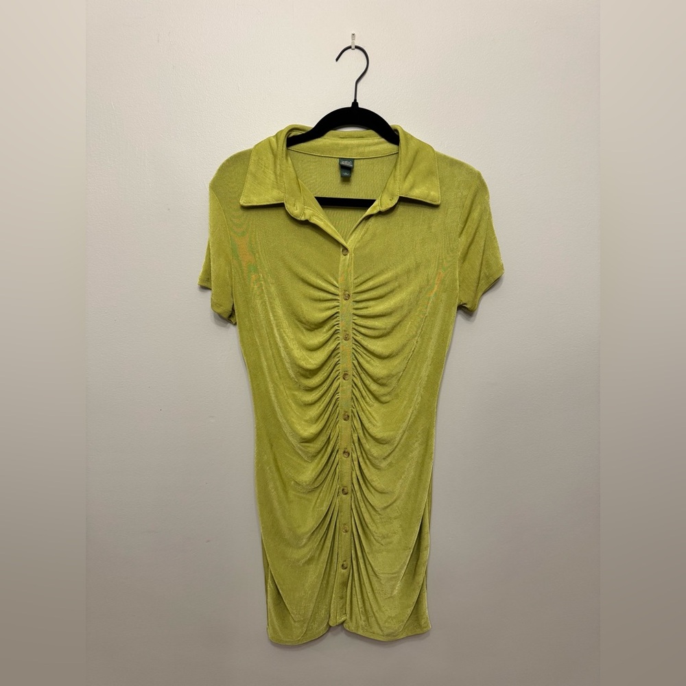 Wild Fable Lime Green Ruched Mini Dress